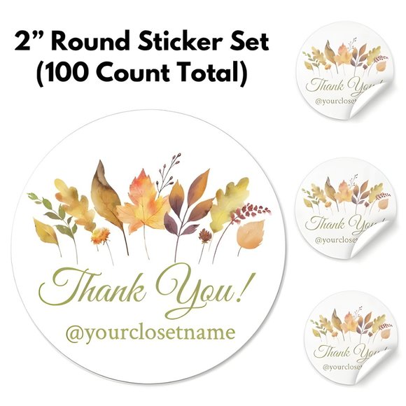 Autumn Thank You Sticker Label - Picture 1 of 3